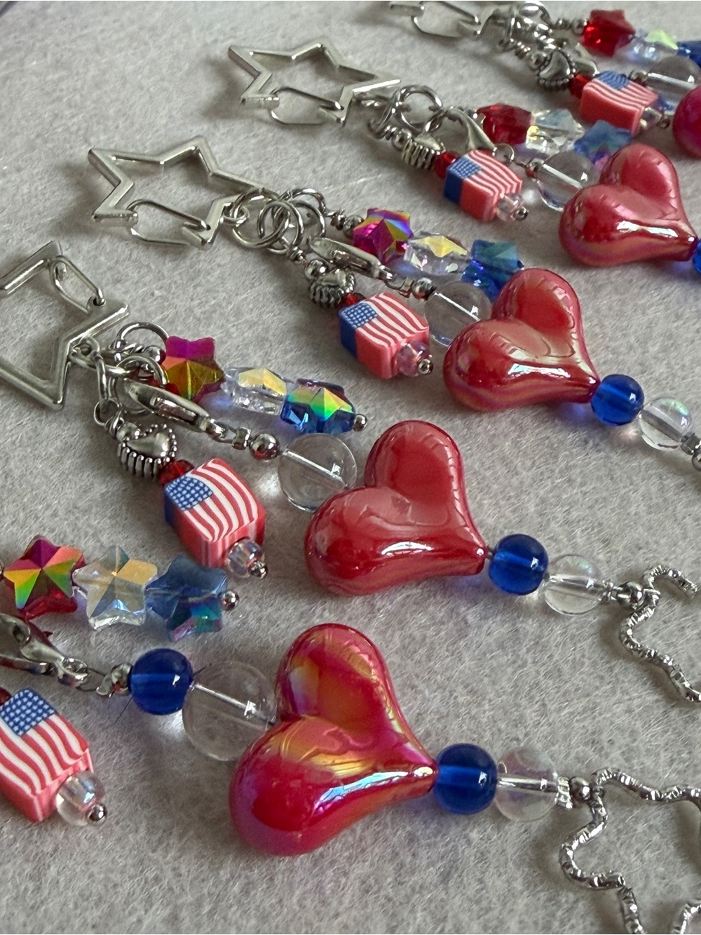 Handmade America 250 Stars & Stripes Keychain Bag Charm with Heart – Unisex